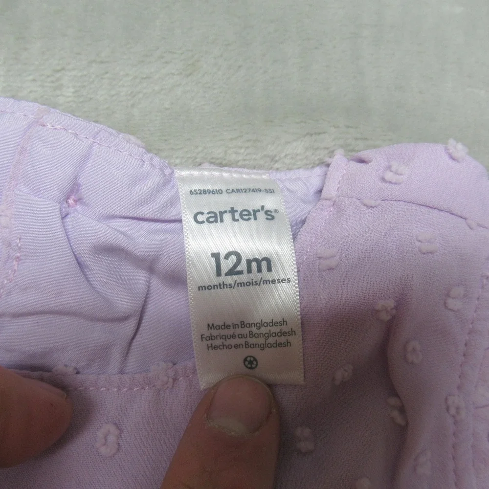 Carters Occasion Dress Baby 12M‎ Pink Swiss Dot Flutter Sleeves Skirt Liner NWT
